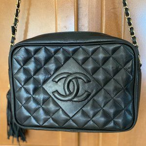 CHANEL Black Vintage Quilted Lambskin Shoulder Bag - FREE SHIPPING!